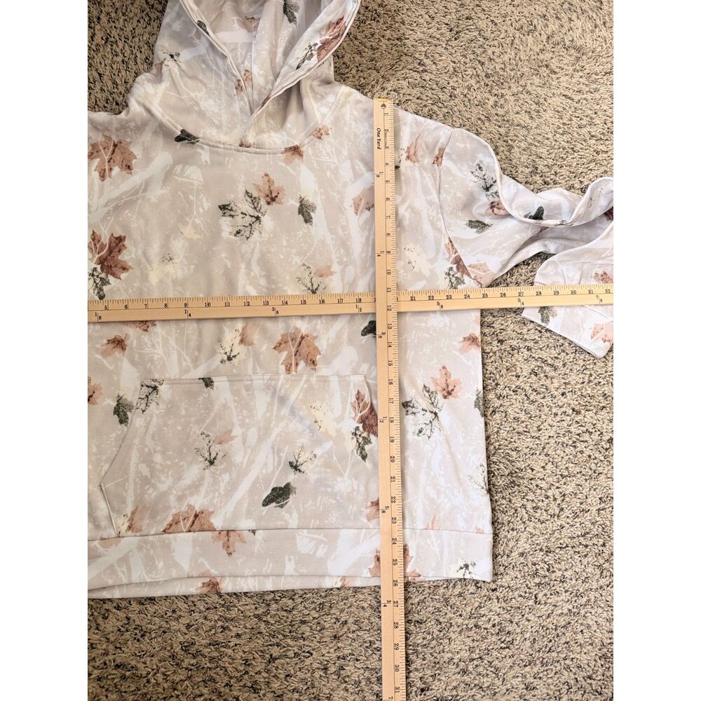 Volymoon NWOT Maple Leaf Camo Hoodie Sweatshirt Size Large Cream Brown Green - Picture 7 of 8